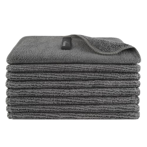 VIVOTE Microfaser Spüllappen Wiederverwendbare Reinigungstücher Spültücher Super Saugfähige Trockentücher Küche Waschbar Geschirrtücher Haushalts Putzlappen 20 x 20CM 8 Stück (Grau) von VIVOTE