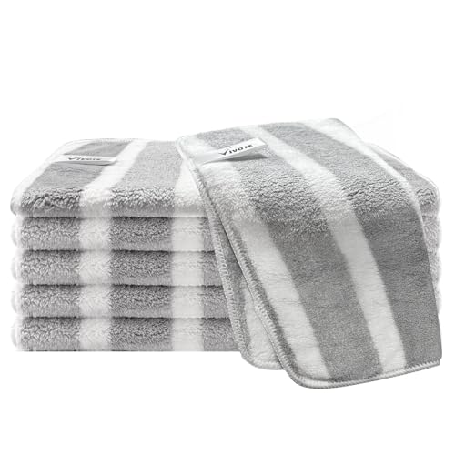 VIVOTE Microfaser Spüllappen Wiederverwendbare Reinigungstücher Spültücher Super Saugfähige Trockentücher Küche Waschbar Geschirrtücher Haushalts Putzlappen 30×30CM 6 Stück (Grau) von VIVOTE