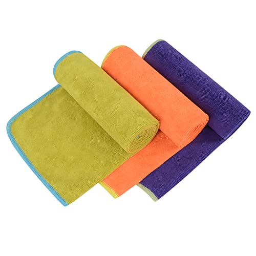 VIVOTE Mikrofaser Handtücher Sporthandtuch Super Absorbant Schnelltrocknend Fitness Handtuch, Perfekte Gym Handtuch, Strandhandtuch und Reisehandtuch 35cm x 75cm 3 Stück (Grün + Orange + Lila) von VIVOTE