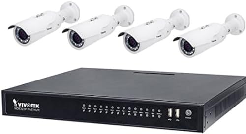 VIVOTEK NVR Video Recorder mit 4 Outdoor Überwachungskameras | Live Videoüberwachung in Full HD | PoE | Plug and Play von VIVOTEK