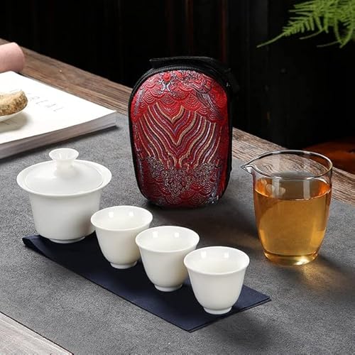 VIXDA 1 Set Geschirr Keramik Teekannen mit 3 Teetassen Porzellan Gaiwan Kung Fu Teeset Tragbares Teegeschirr Reise-Teeset Trinkgeschirr Geschenke VIXDA 1 Set Geschirr Keramik Teekannen mit 3 Teetassen Porzellan Gaiwan Kung Fu Teeset Tragbares Teegeschirr Reise-Teeset Trinkgeschirr Geschenke von VIXDA