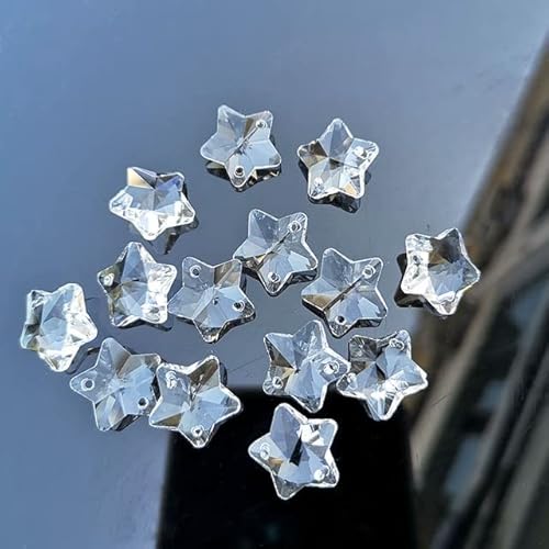 VIXDA 14mm Kristall Stern Perlen 2 Löcher Glas Sonnenfänger Zubehör Kronleuchter Prismen Teil Hochzeit Dekoration DIY Schmuckherstellung von VIXDA