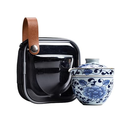 VIXDA Blaues und weißes Porzellan-Reisetee-Set Bequemes Tragen von Keramik-Tee-Set Schnelle Tasse Tee-Set Eine Kanne Eine Tasse Kung-Fu-Tee-Set von VIXDA