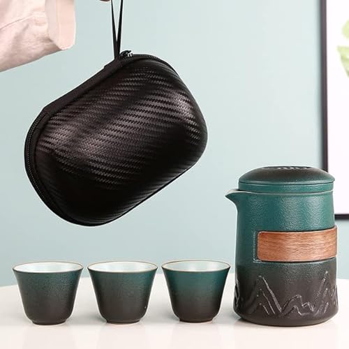 VIXDA Büro-Teetassen Keramik tragbare Teekanne Set Outdoor-Reisen Gaiwan Teetassen Teezeremonie Teetasse feines Geschenk Kung Fu Tee-Set von VIXDA