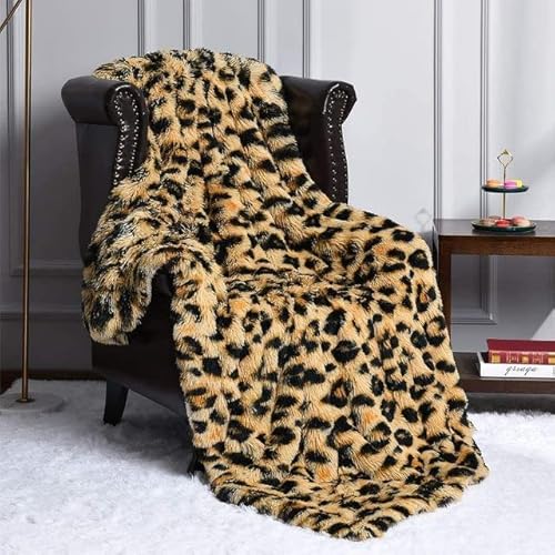 VIXDA Flauschige Decke, Tagesdecke, Leoparden-Überwurf, einfarbig, für Sofa, Couch, dekorativer Shag, Kunstpelz, Fleece, Schlafzimmer, Heimdekoration von VIXDA