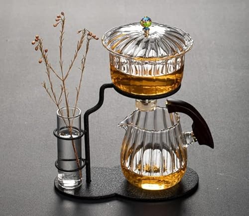 VIXDA Kreatives Blumenarrangement Teekanne Glas Faule automatische Teezubereitung Haushalt Pu duftender Kung-Fu-Tee Tee-Set Infuser-Trinken von VIXDA