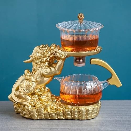 VIXDA Kreatives Glastee-Set, automatische Teekanne, Tee-Ei, magnetische Wasserumleitung, hitzebeständiger Kungfu-Tee, Tee Trinken von VIXDA