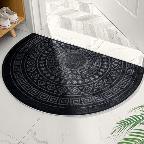 VIXDA Nordische Halbkreis-Eingangstürmatte Geometry Bohemia Badematte Weiche rutschfeste Willkommens-Fußmatten Weißer schwarzer Grafikteppich Schlafzimmer von VIXDA