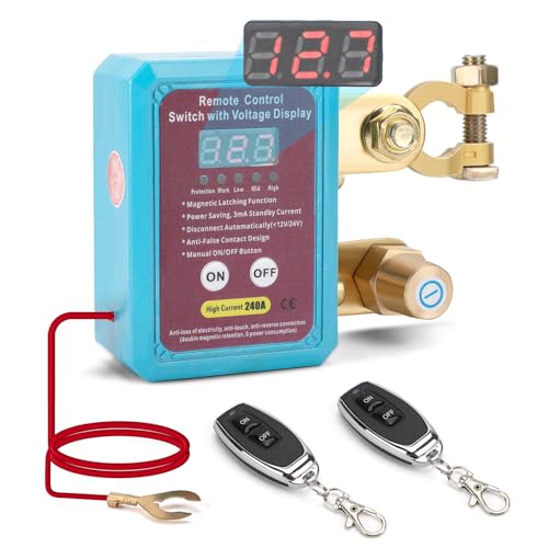 12V Drahtloser Ferngesteuerter Auto Batterie Trennschalter, 12V 240A Remote Batterietrennschalter mit Fernbedienung Kill Switch, Funkschalter 12V mit Voltmeter für Auto Traktor Motorrad RV ATV Boot 12V Drahtloser Ferngesteuerter Auto Batterie Trennschalter, 12V 240A Remote Batterietrennschalter mit Fernbedienung Kill Switch, Funkschalter 12V mit Voltmeter für Auto Traktor Motorrad RV ATV Boot von VIXKPIRR