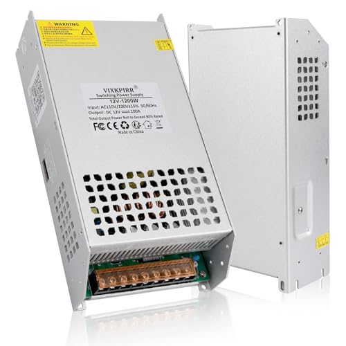 Upgrade DC 12V 100A 1200W Netzteil Transformator SchalterNetztei 230V AC auf DC 12V Netztei 100A 1200W Stromversorgung Adapter für 12V LED Lichtleiste CCTV Kamera Sicherheitssystem Radio von VIXKPIRR