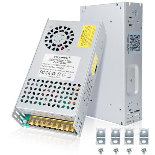 Upgrade DC 24V 25A 600W Netzteil Transformator SchalterNetztei 230V AC auf DC 24V Netztei 25A 600W Stromversorgung Adapter für 24V LED Lichtleiste CCTV Kamera Sicherheitssystem Radio von VIXKPIRR