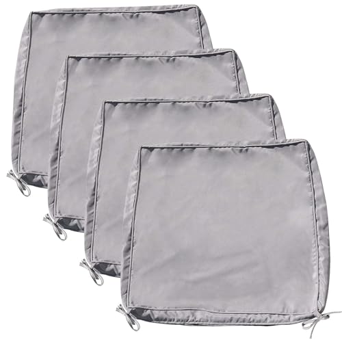 VIXLON 4 Stück Patio Sofa Sitzkissen Ersatz Schutzhülle, Polyester Material, Wasserspritzer, Sonnenschutz, Nicht Verblassen, Atmungsaktiv, Maschine Waschbar, Nur Schutzhülle (48 x 48 cm, Grau) von VIXLON