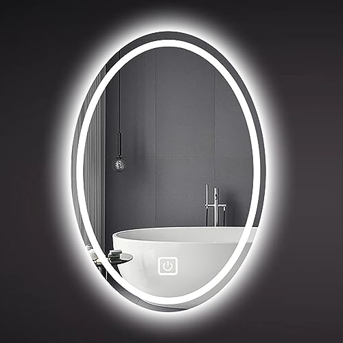 Ovaler LED Smart Spiegel, Wandmontierter Badezimmerspiegel, 3 Farblichter + Stufenlos Dimmbar, 40x60cm/50x70cm/60x80cm/70x90cm, HD/Explosionsgeschützt, Schminkspiegel ( Size : 40x60cm/15.7x23.6in ) von VIXPET