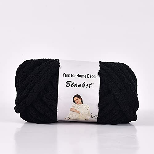 VIYEAR Chenille Chunky Yarn Bulky Big Roving für Handmade Knitted Sofa Bed Wurf Decken schwarz 1KG von VIYEAR