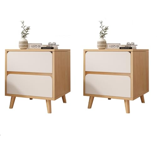 Nachttisch 2er Set Nachttisch Schrank Kleine Kommode Beistelltisch Holz Nachtschrank Mit 2 Schiebeschubladen Wohnzimmer Schlafzimmermöbel Nachttische Bedside Table Nachttisch Schmal Side Table ( Color von VIYOLI