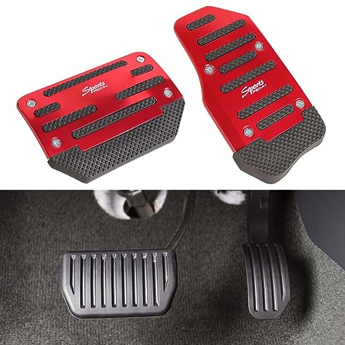 VIYOLI 3 Stück Auto Pedal Set für Opel Corsa, Aluminium rutschfeste Bremsfußpedale Auto Pedale Abdeckung Bremsen Abdeckplatte für Manuell,Automatic Transmission- Red von VIYOLI