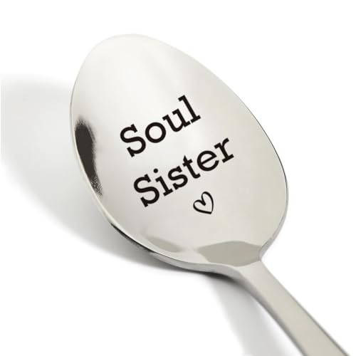 Soul Sister Geschenke für Frauen Freunde, Freundschaftsgeschenk, Soul Sister Löffel graviert Edelstahl, Kaffeelöffel, Teelöffel, Geschenk für Freunde von VIYZZX