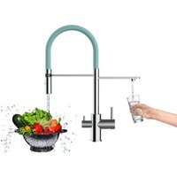 3 Wege Wasserhahn Kueche Spueltischarmatur Verchromt Kuechenarmatur mit Tuerkis 360 schwenkbarem Auslauf und abnehmbare 2 strahl Handbrause von VIZIO