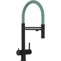 3 Wege Wasserhahn Küchenarmatur, Edelstahl Massiv mit 360° schwenkbarem Auslauf, abnehmbare 2 strahl Handbrause, pvd Schwarz Matt / Türkis 3 Wege Wasserhahn Küchenarmatur, Edelstahl Massiv mit 360° schwenkbarem Auslauf, abnehmbare 2 strahl Handbrause, pvd Schwarz Matt / Türkis von VIZIO