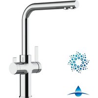 4 Wege Wasserhahn Küchenarmatur Spültischmischer, Verchromt mit 360° schwenkbarem L-Auslauf - VZFC Linie von VIZIO