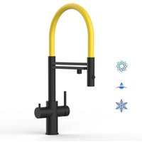 5 Wege Wasserhahn Küchenarmatur, Edelstahl Massiv mit 360° schwenkbarem Auslauf, abnehmbare 2 strahl Handbrause, pvd Schwarz Matt / Gelb 5 Wege Wasserhahn Küchenarmatur, Edelstahl Massiv mit 360° schwenkbarem Auslauf, abnehmbare 2 strahl Handbrause, pvd Schwarz Matt / Gelb von VIZIO