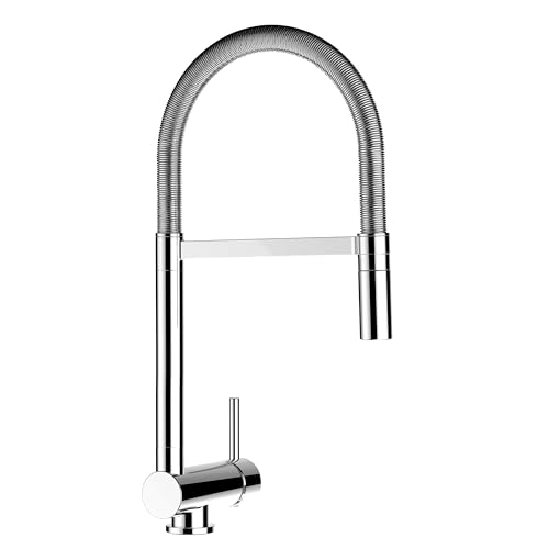 Küchenmischer mit abschwenbarem Auslauf und abhembarer 2strahl Handbrause - Gesamthoehe abgeschwenkt nur 6cm. Auslauf drehbar 360° von VIZIO