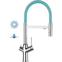 4 Wege Wasserhahn Kueche Spueltischarmatur Verchromt Kuechenarmatur mit Tuerkis 360 schwenkbarem Auslauf und abnehmbare 2 strahl Handbrause - bod von VIZIO