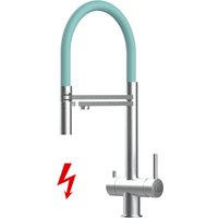 Vizio - niederdruck 3 Wege Edelstahl Massiv Küchenarmatur Spültischmischer, mit 360° schwenkbarem Türkis Auslauf und 2 strahl Handbrause - Gebürstet Vizio - niederdruck 3 Wege Edelstahl Massiv Küchenarmatur Spültischmischer, mit 360° schwenkbarem Türkis Auslauf und 2 strahl Handbrause - Gebürstet von VIZIO