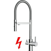 Niederdruck 3 Wege Wasserhahn Küchenarmatur Spültischmischer, Verchromt mit 360° schwenkbarem Auslauf, abnehmbare 2 strahl Handbrause - vzfl Linie von VIZIO