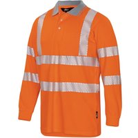Triuso Vizwell Warnschutz-Langarmpolo VWPS32 Gr. 2XL leuchtorange/marine von VIZWELL