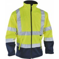 Vizwell Softshelljacke atmungsaktiv, wind- und wasserdicht VW135Y Gr. L fluo gelb/marineblau - fluo gelb/marineblau von VIZWELL