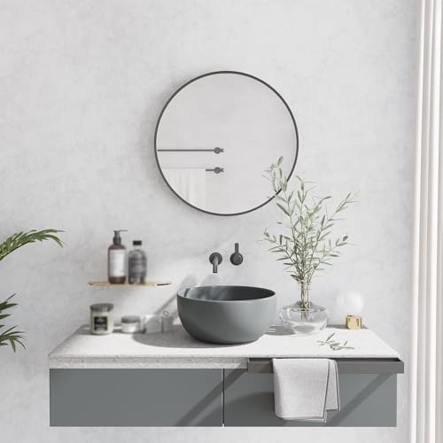 VJDKGUIDC Runder Badezimmerspiegel, moderner Wandspiegel mit Rahmen aus Aluminiumlegierung, runder Wandspiegel mit Rahmen, dekorativer HD-Wandspiegel für Flur/Badezimmer/Wohnzimmer VJDKGUIDC Runder Badezimmerspiegel, moderner Wandspiegel mit Rahmen aus Aluminiumlegierung, runder Wandspiegel mit Rahmen, dekorativer HD-Wandspiegel für Flur/Badezimmer/Wohnzimmer von VJDKGUIDC