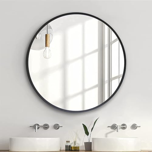 VJDKGUIDC Runder Badezimmerspiegel, moderner Wandspiegel mit Rahmen aus Aluminiumlegierung, runder Wandspiegel mit Rahmen, dekorativer HD-Wandspiegel für Flur/Badezimmer/Wohnzimmer VJDKGUIDC Runder Badezimmerspiegel, moderner Wandspiegel mit Rahmen aus Aluminiumlegierung, runder Wandspiegel mit Rahmen, dekorativer HD-Wandspiegel für Flur/Badezimmer/Wohnzimmer von VJDKGUIDC