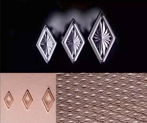 VJEWEBLU Geometrics Diamond Lined Pattern Leather Stamp - One Piece or Set of 3 Leather Stamping Tools in Stainless Steel (M, 1pc) von VJEWEBLU