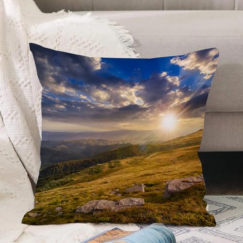 VJIZLOQB Kissenbezug 30x30cm Dekokissen Polyester Sofakissen,Kissenbezüge,für Sofa Schlafzimmer Wohnzimmer Outdoor Kissenhülle, Natur, Gebirgshügellandschaft mit Hellen Sonnenlichtern auf Wiese, ne VJIZLOQB Kissenbezug 30x30cm Dekokissen Polyester Sofakissen,Kissenbezüge,für Sofa Schlafzimmer Wohnzimmer Outdoor Kissenhülle, Natur, Gebirgshügellandschaft mit Hellen Sonnenlichtern auf Wiese, ne von VJIZLOQB