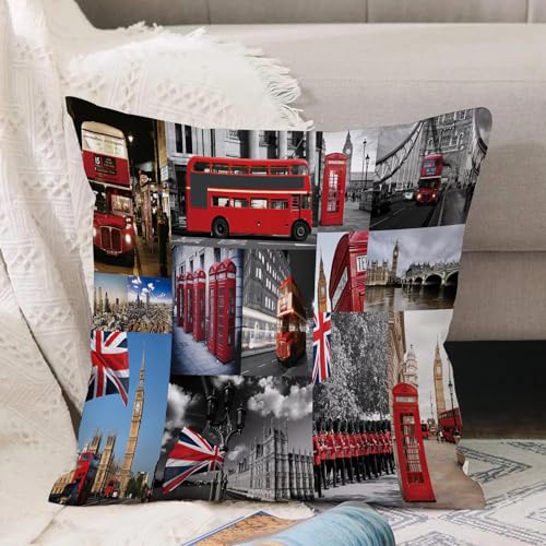 VJIZLOQB Kissenbezug 30x30cm Dekokissen Polyester Sofakissen,Kissenbezüge,für Sofa Schlafzimmer Wohnzimmer Outdoor Kissenhülle,London Big Ben Tower Bridge UK Flagge Capitol Roter Bus Telefonzelle H VJIZLOQB Kissenbezug 30x30cm Dekokissen Polyester Sofakissen,Kissenbezüge,für Sofa Schlafzimmer Wohnzimmer Outdoor Kissenhülle,London Big Ben Tower Bridge UK Flagge Capitol Roter Bus Telefonzelle H von VJIZLOQB