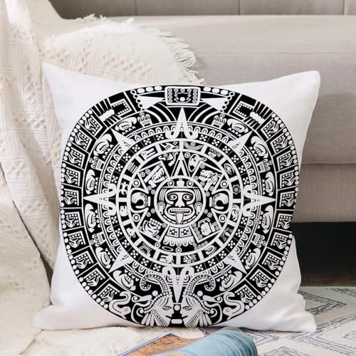 VJIZLOQB Kissenbezug 30x30cm Dekokissen Polyester Sofakissen,Kissenbezüge,für Sofa Schlafzimmer Wohnzimmer Outdoor Kissenhülle,Maya-Kalender auf weißem Hintergrund. Rasterversion des Vektors von VJIZLOQB