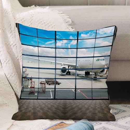 VJIZLOQB Kissenbezug 30x30cm Dekokissen Polyester Sofakissen,Kissenbezüge,für Sofa Schlafzimmer Wohnzimmer Outdoor Kissenhülle,Moderner Flughafen in China, Shanghai, mit Big Jet-Flugzeug, Wanderlus VJIZLOQB Kissenbezug 30x30cm Dekokissen Polyester Sofakissen,Kissenbezüge,für Sofa Schlafzimmer Wohnzimmer Outdoor Kissenhülle,Moderner Flughafen in China, Shanghai, mit Big Jet-Flugzeug, Wanderlus von VJIZLOQB