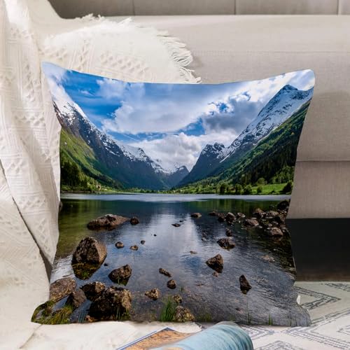 VJIZLOQB Kissenbezug 30x30cm Dekokissen Polyester Sofakissen,Kissenbezüge,für Sofa Schlafzimmer Wohnzimmer Outdoor Kissenhülle,Natur, Berge, Fluss und offener Himmel, Naturschönheiten, Norwegen, Fj VJIZLOQB Kissenbezug 30x30cm Dekokissen Polyester Sofakissen,Kissenbezüge,für Sofa Schlafzimmer Wohnzimmer Outdoor Kissenhülle,Natur, Berge, Fluss und offener Himmel, Naturschönheiten, Norwegen, Fj von VJIZLOQB