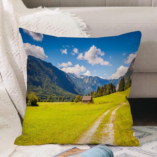 VJIZLOQB Kissenbezug 30x30cm Dekokissen Polyester Sofakissen,Kissenbezüge,für Sofa Schlafzimmer Wohnzimmer Outdoor Kissenhülle,Natur, Julische Alpen Ländliches Tal mit Foto von Paradiso von c VJIZLOQB Kissenbezug 30x30cm Dekokissen Polyester Sofakissen,Kissenbezüge,für Sofa Schlafzimmer Wohnzimmer Outdoor Kissenhülle,Natur, Julische Alpen Ländliches Tal mit Foto von Paradiso von c von VJIZLOQB