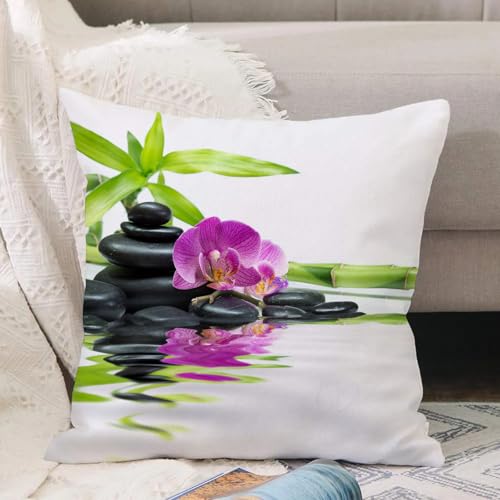 VJIZLOQB Kissenbezug 30x30cm Dekokissen Polyester Sofakissen,Kissenbezüge,für Sofa Schlafzimmer Wohnzimmer Outdoor Kissenhülle,lila Orchideen mit Bambusturm schwarzen Steinen auf dem Wasser VJIZLOQB Kissenbezug 30x30cm Dekokissen Polyester Sofakissen,Kissenbezüge,für Sofa Schlafzimmer Wohnzimmer Outdoor Kissenhülle,lila Orchideen mit Bambusturm schwarzen Steinen auf dem Wasser von VJIZLOQB