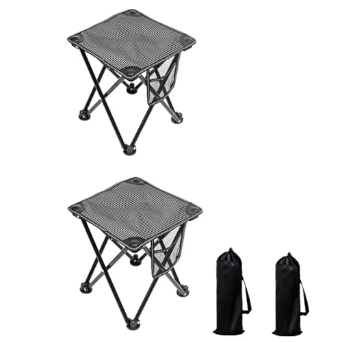 VJKAKZZPY 2Pcs Tragbare Falten Camping Hocker Im Freien Strand Stuhl Angeln Stuhl Kleine Faltbare Picknick Stuhl Bequem Tragen (Size : Type B Stripe 2Pcs) von VJKAKZZPY