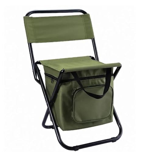 VJKAKZZPY Angelstuhl mit Kühltasche, kompakter Angelhocker, Faltbarer Campingstuhl, Faltbarer Eisbeutel-Stuhl for den Außenbereich mit Aufbewahrungstasche (Size : Green) von VJKAKZZPY