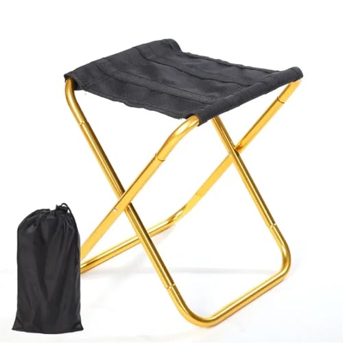 VJKAKZZPY Outdoor-Aluminiumlegierung, tragbar, zusammenklappbar, Picknick-Campinghocker, Mini-Aufbewahrungs-Angelstuhl, ultraleichte Möbel (Size : Yellow) von VJKAKZZPY