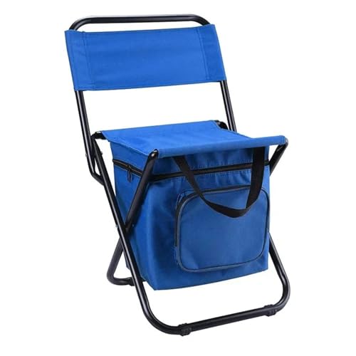 VJKAKZZPY Tragbarer klappbarer Eisbeutel-Stuhl for den Außenbereich mit Aufbewahrungstasche und Isolierungsfunktion for die Rückenlehne, 3-in-1-Freizeit-Camping-Angelstuhl (Size : Dark Blue) von VJKAKZZPY
