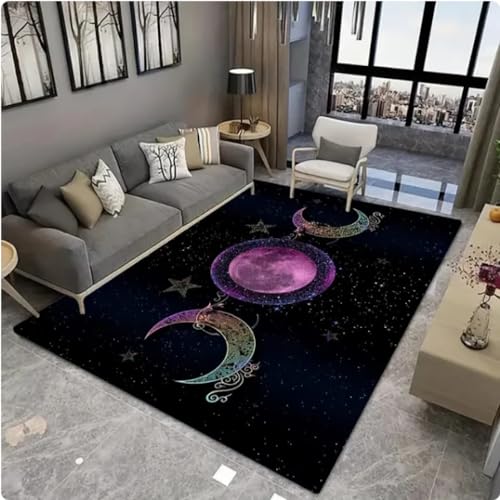 VJKFSWG Hexe Sun Moon Pentagram Altar Teppich für Wohnzimmer Dekor Sofa Tisch Bereich Teppiche Anti-Rutsch Fußmatte Doormat 60X90cm von VJKFSWG