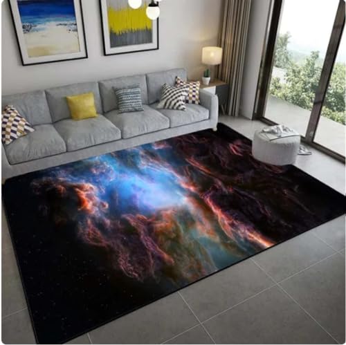 VJKFSWG Teppich, Bunte Galaxie, 3D-Gedruckter Teppich, bunter Sternenhimmel, großer Teppich, Wohnzimmer-Bodenmatte, Design-Teppich, 200 x 300 cm von VJKFSWG