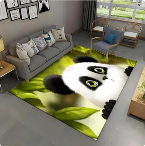 VJKFSWG Teppich mit niedlichem Cartoon-Panda-Motiv, Teppich für Wohnzimmer, Schlafzimmer, Sofa, Fußmatte, Küche, Dekoration, Bodenmatte, 160 x 230 cm von VJKFSWG