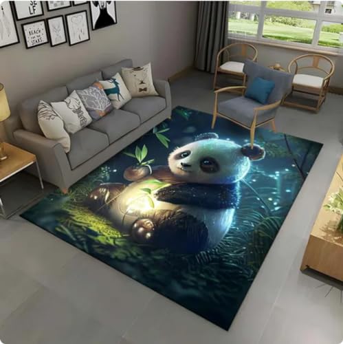 VJKFSWG Teppich mit niedlichem Cartoon-Panda-Motiv, Teppich für Wohnzimmer, Schlafzimmer, Sofa, Fußmatte, Küche, Dekoration, Bodenmatte, 80 x 150 cm von VJKFSWG