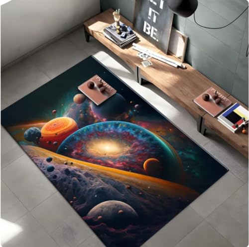 VJKFSWG Teppiche für Schlafzimmer, Universum-Teppich, Planet, schwarzes Loch, Weltraum-Teppich, Badematte, 120 x 180 cm von VJKFSWG